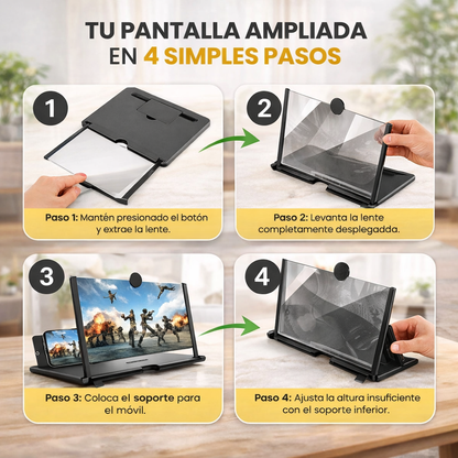 Amplificador de Pantalla + ZOOM para Móvil | Efecto Cine HD | Ligero y Portátil